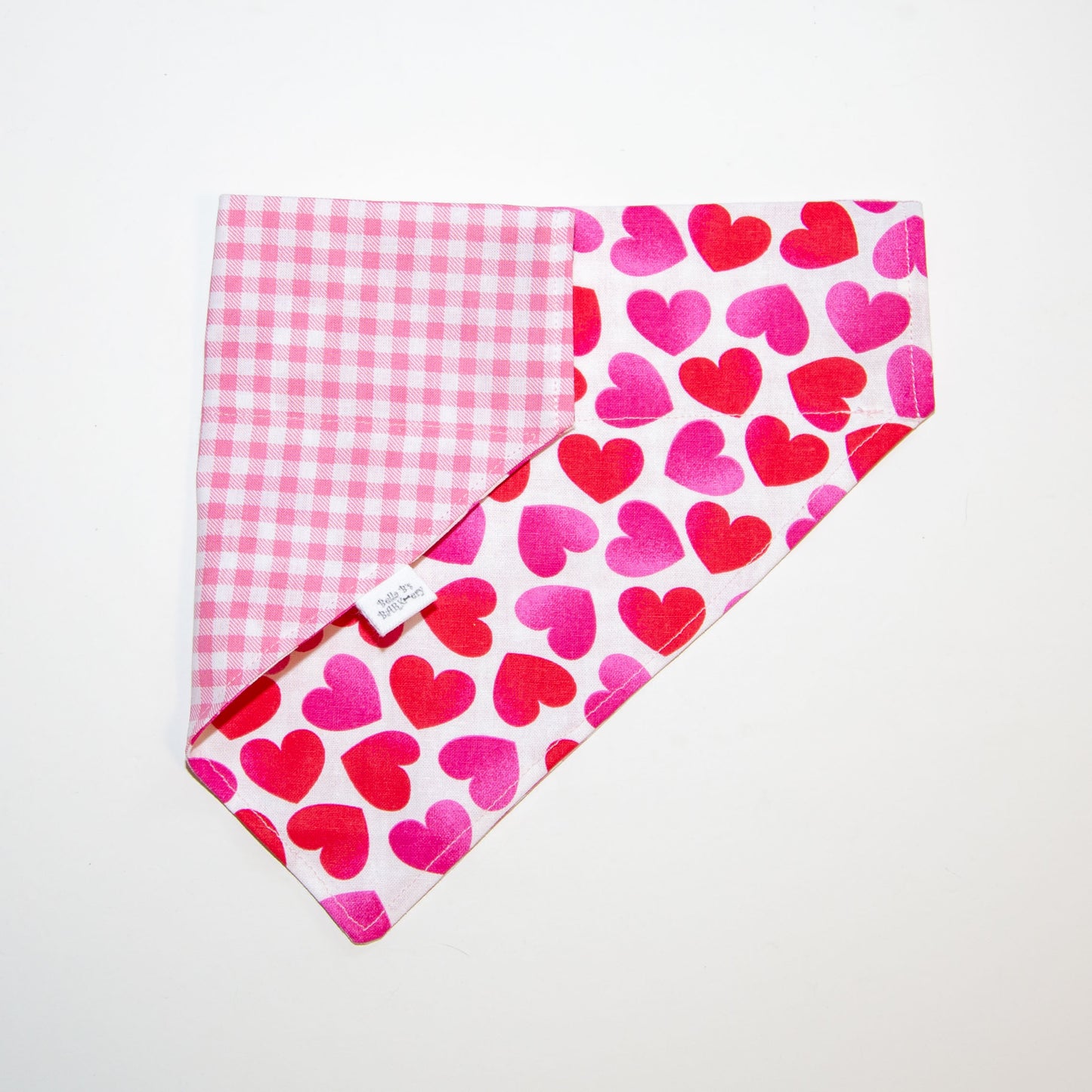 Pink Gingham and Hearts Valentines Day Bandana