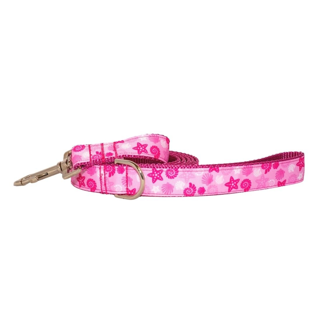 Pink Seashells Dog Collar and Optional Leash (1" Wide)