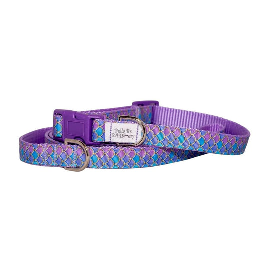 Medium Lavender Mermaid Scales Dog Collar and Leash Option