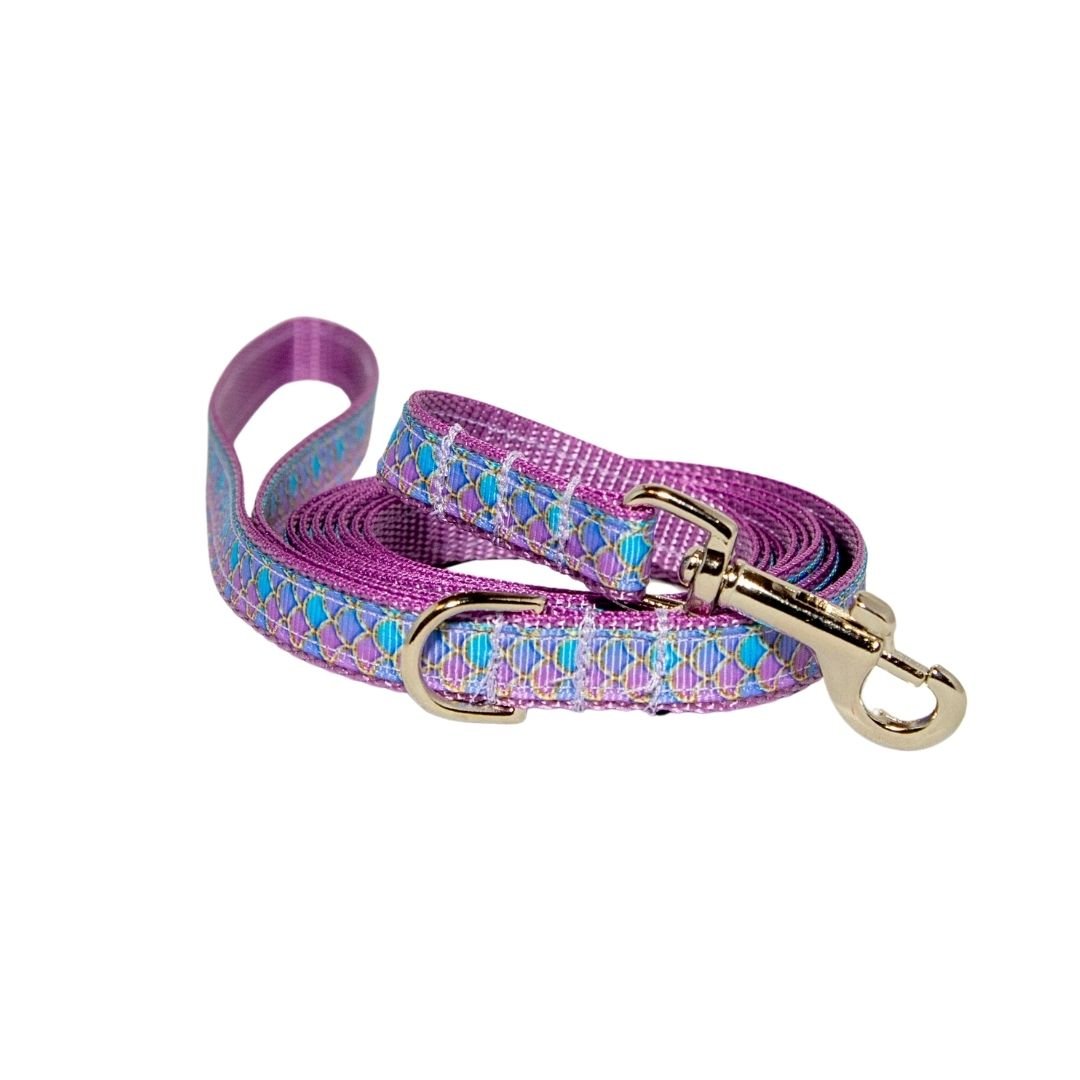 Small Lavender Mermaid Scales Collar with Leash Option