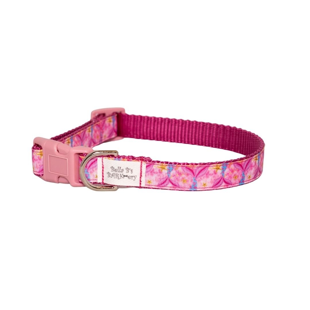 Pink Mermaid Tail Dog Collar and Optional Leash (3/4" Wide)