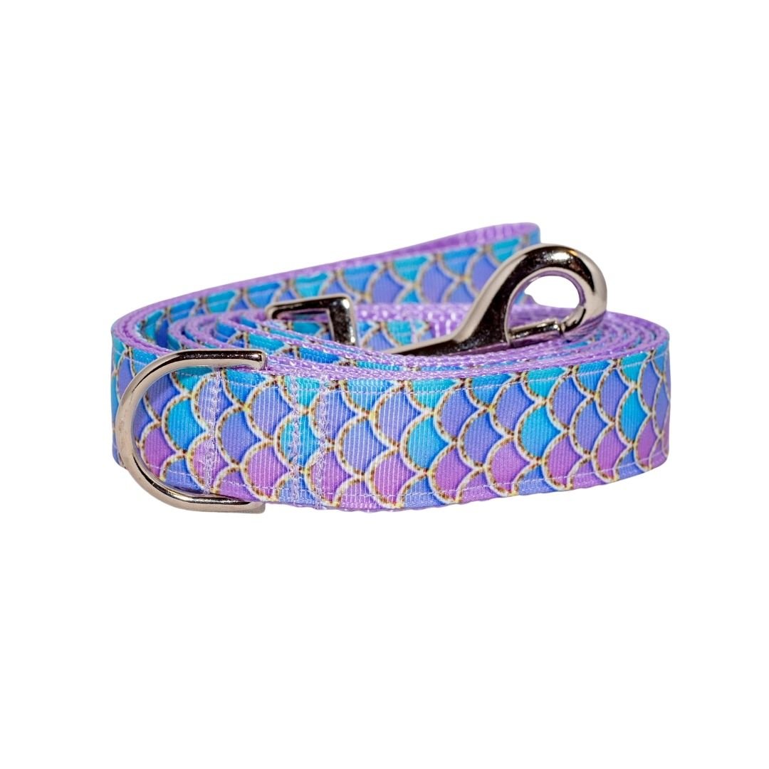 Large Lavender Mermaid Scales Dog Collar and Optional Leash