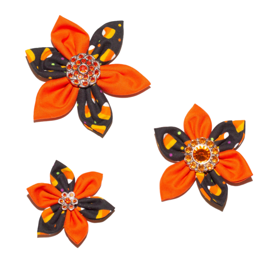 Candy Corn Rhinestone Collar Flowers