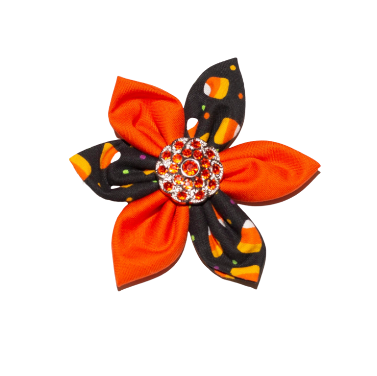 Candy Corn Rhinestone Collar Flowers