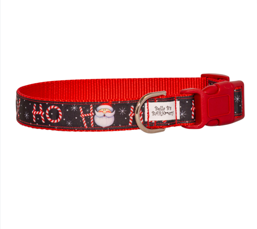 HO HO HO Santa Christmas/Holiday Dog Collar  (1" Wide)