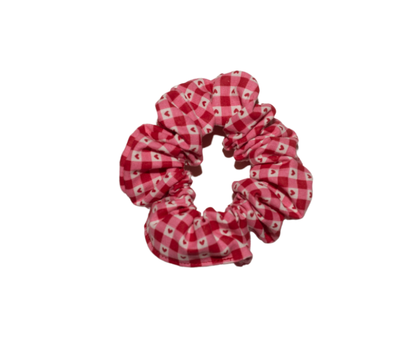 Valentine's Day Gingham Scrunchie with Bow Option