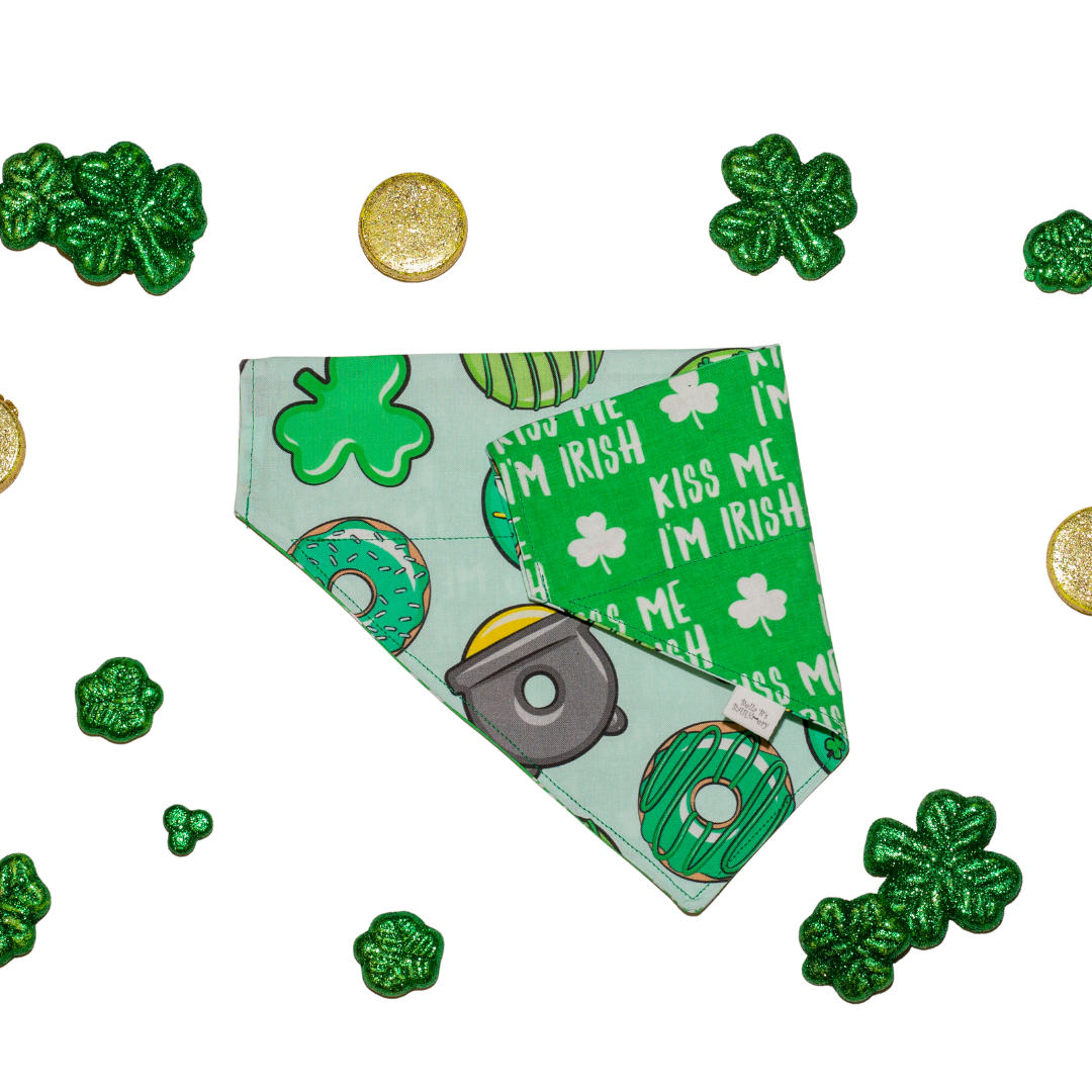 St Patricks Day Lucky Donuts Reversible Dog Bandana