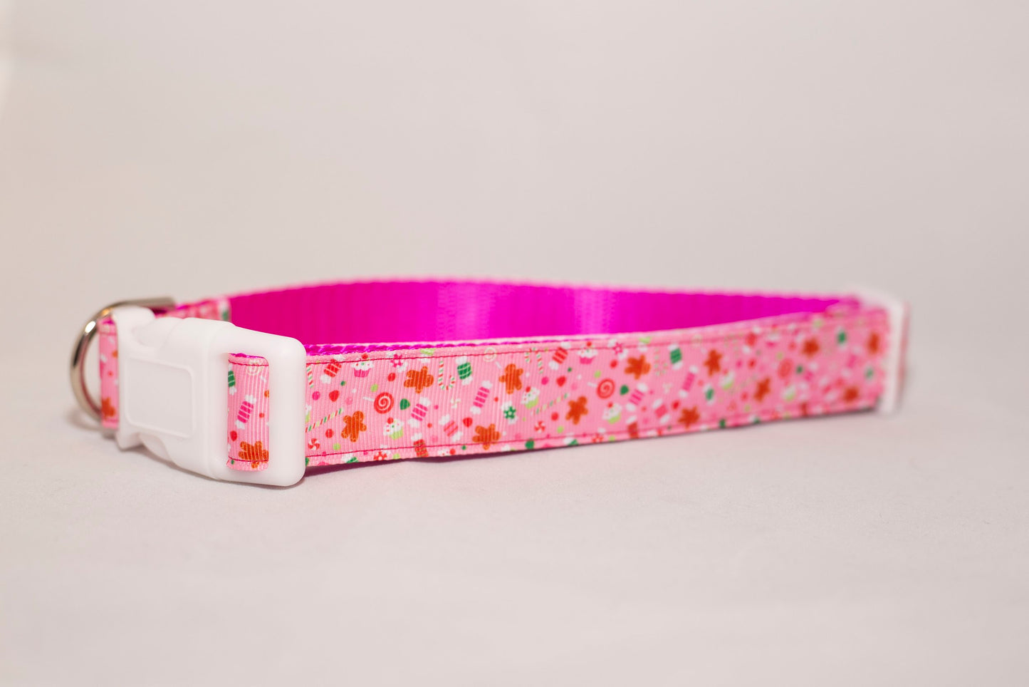 Sweet Treats Pink Christmas/Holiday Dog Collar (3/4" and 1" Wide)