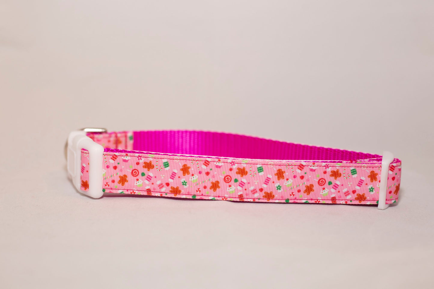 Sweet Treats Pink Christmas/Holiday Dog Collar (3/4" and 1" Wide)