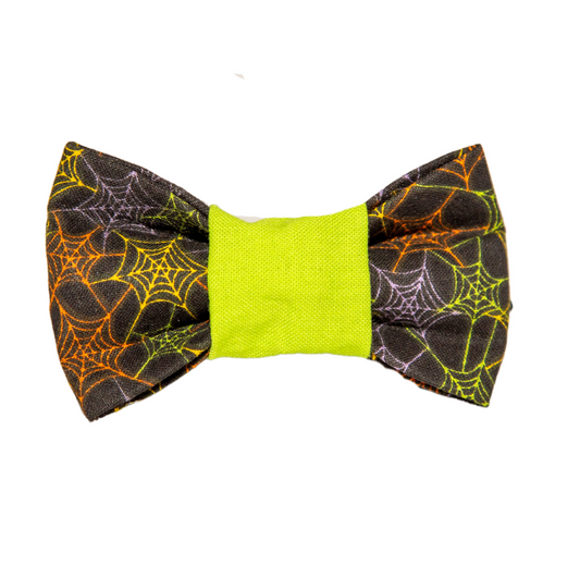 Colorful Spider Webs Dog Bow Tie