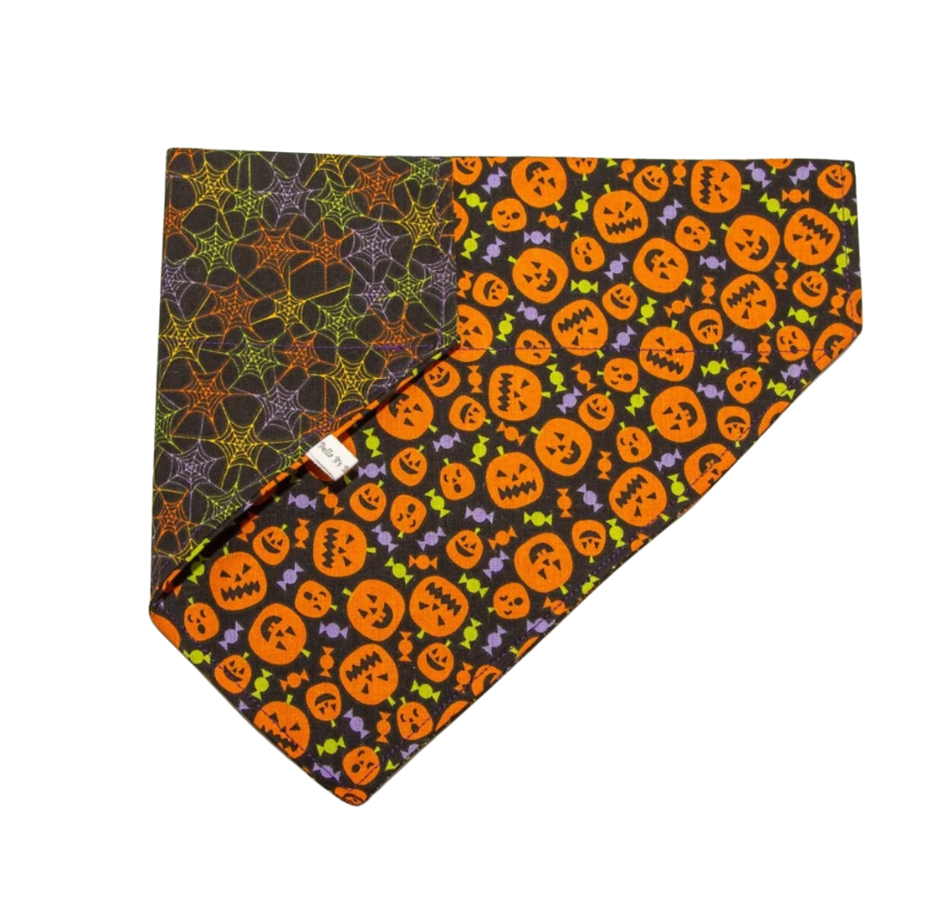 Jack-O-Lantern and Webs Dog Bandana