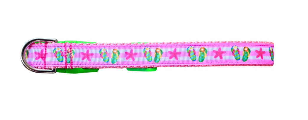 Beach Club Flip Flop Dog Collar 3/4"