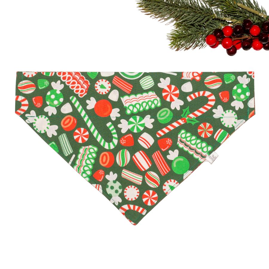 Christmas Candies / Gingerbread People  Reversible Personalized Dog Bandana