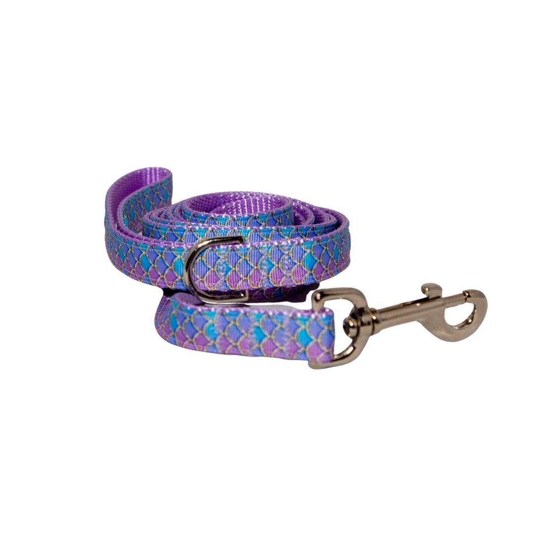 Medium Lavender Mermaid Scales Dog Collar and Leash Option