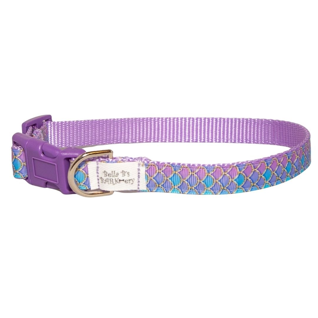 Medium Lavender Mermaid Scales Dog Collar and Leash Option