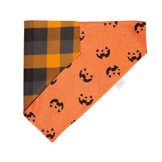 Jack-O-Lantern Plaid Dog Bandana