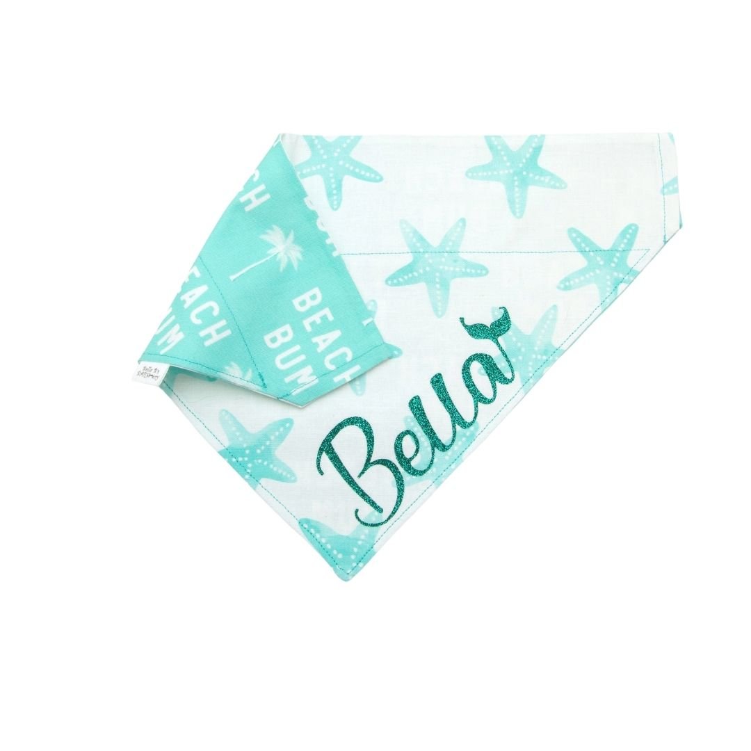 Turquoise Starfish / Beach Bum Dog Reversible Bandana