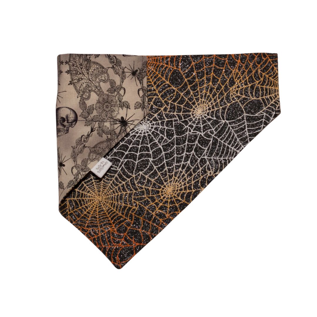 Spider Webs and Skulls Dog Bandana