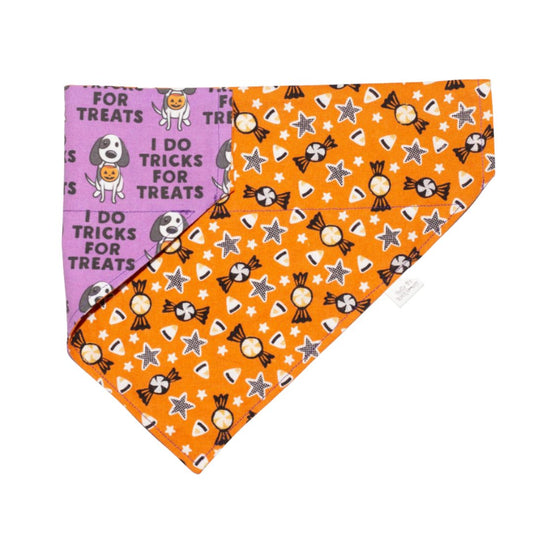 Halloween Candy/Tricks for Treats Reversible Dog Bandana