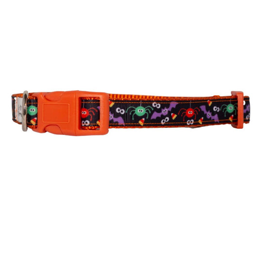 Spiders, Eyes, and Bats! Eeeeek! Halloween Dog Collar (3/4" Wide)