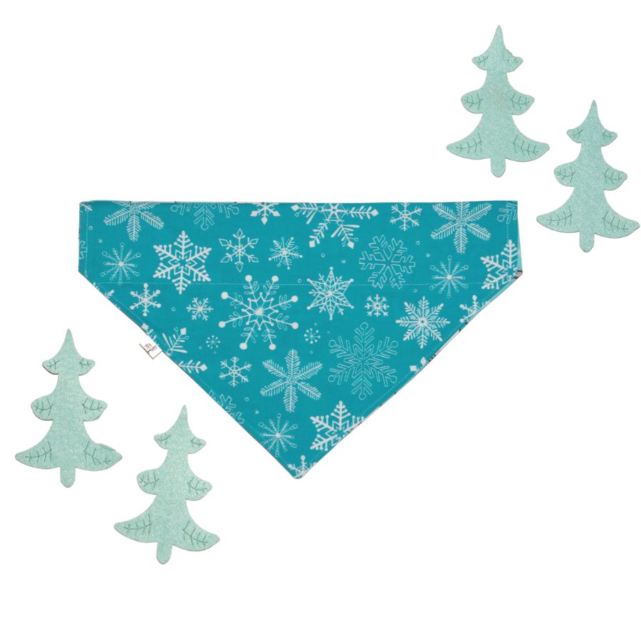 Blue Snowman and Snowflakes ❄️   Reversible Personalized Holiday Dog Bandana