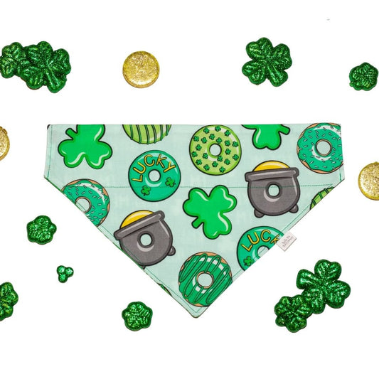 St Patricks Day Lucky Donuts Reversible Dog Bandana