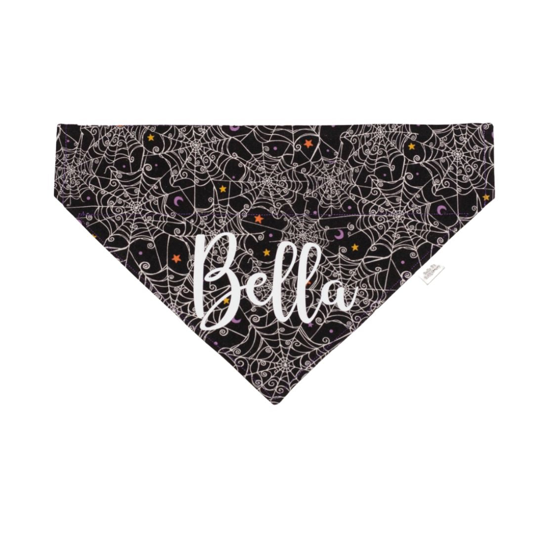 Spider Webs and Glow in the Dark Skulls Reversible Dog Bandana