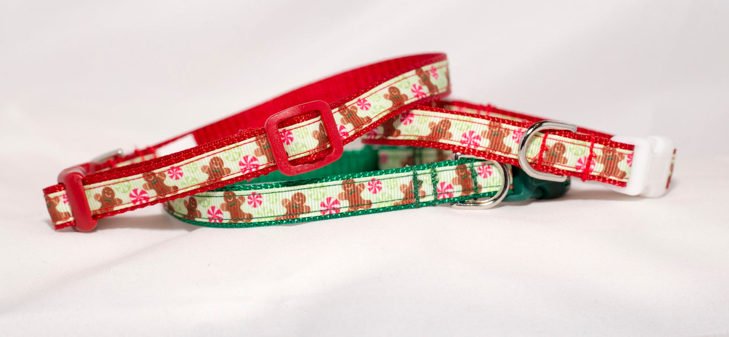 Little Gingerbread People Christmas/Holiday Dog Collar  (1/2" Wide)