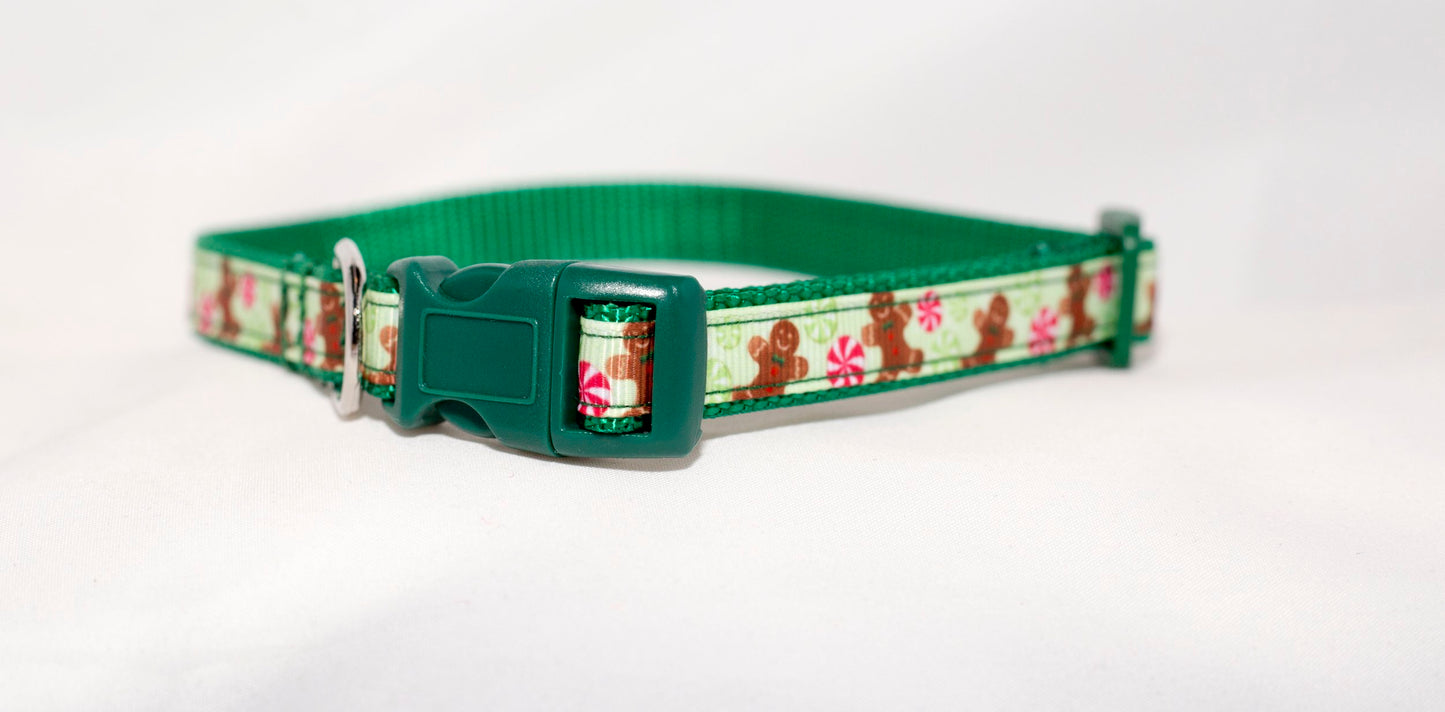 Little Gingerbread People Christmas/Holiday Dog Collar  (1/2" Wide)
