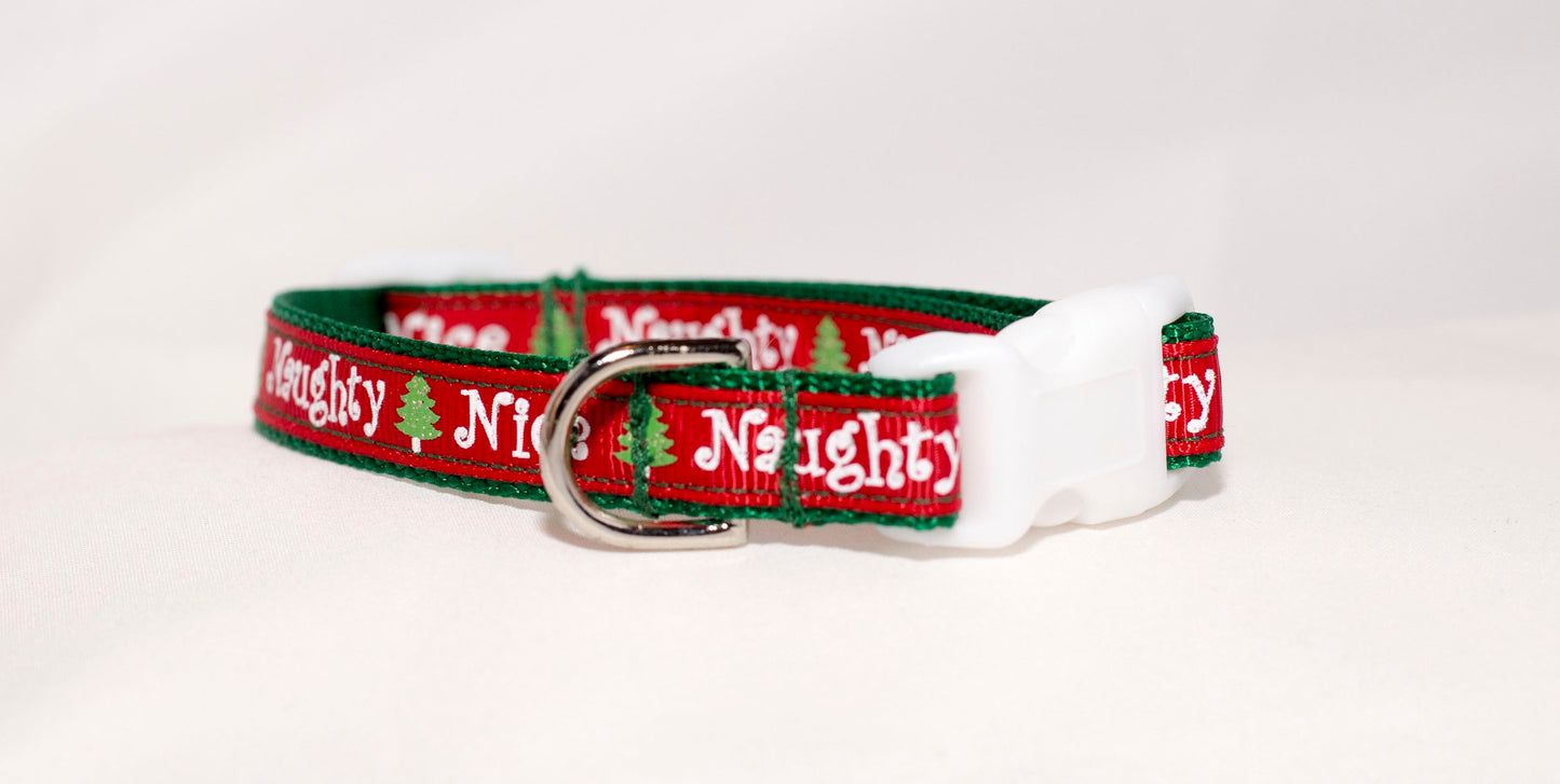 Naughty and Nice Christmas/Holiday Dog Collar  (1/2" Wide and 1" Wide Options)