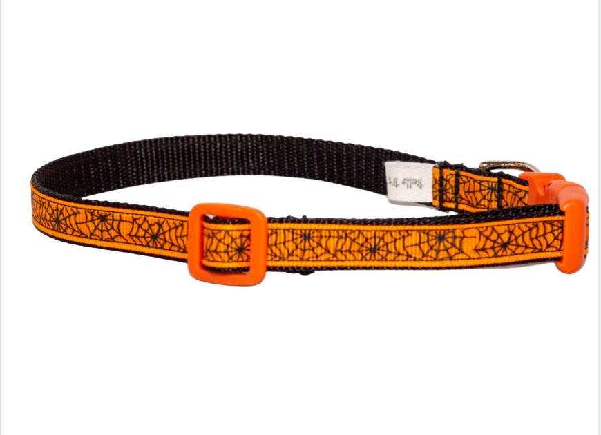 Little Orange Spider Webs Collar (1/2")