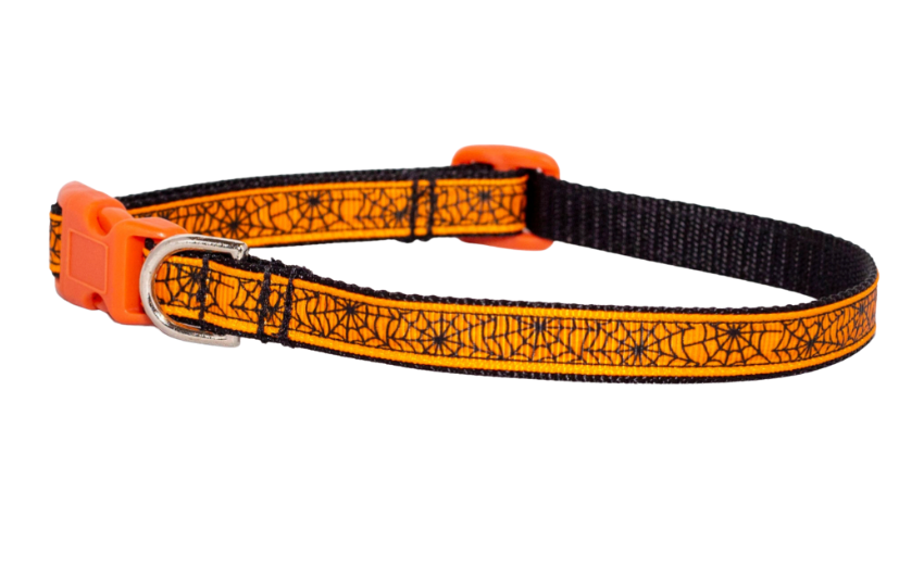 Little Orange Spider Webs Collar (1/2")