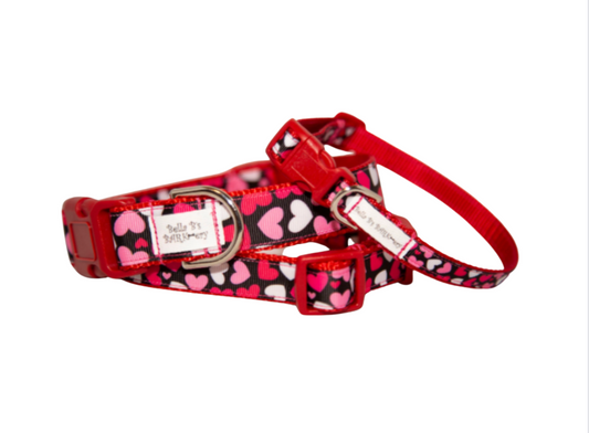 Pink and Red Hearts Valentine's Day Dog Collar