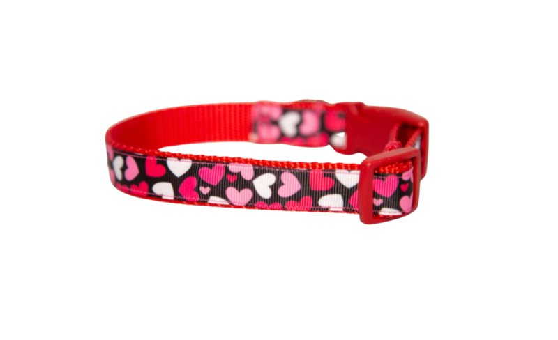 Pink and Red Hearts Valentine's Day Dog Collar