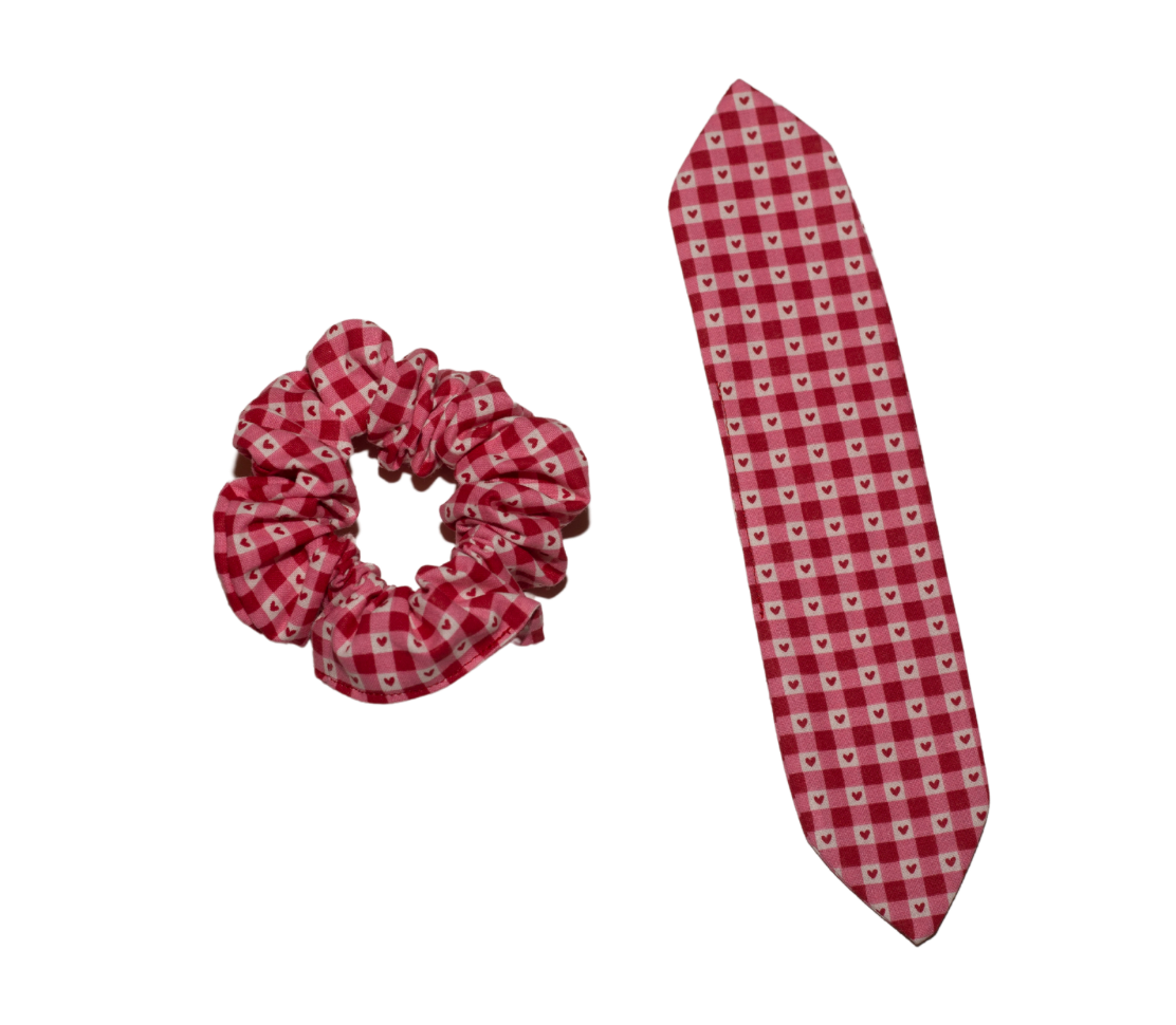 Valentine's Day Gingham Scrunchie with Bow Option