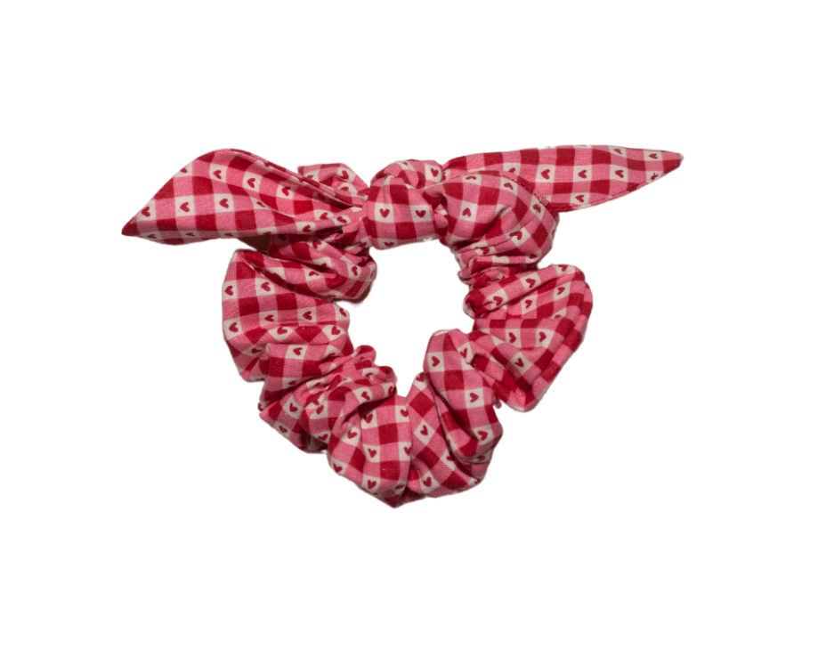 Valentine's Day Gingham Scrunchie with Bow Option