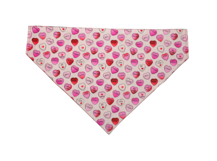 Valentine's Day Dog Bandana, Dog Bandana with Roses, Conversation hearts dog bandana