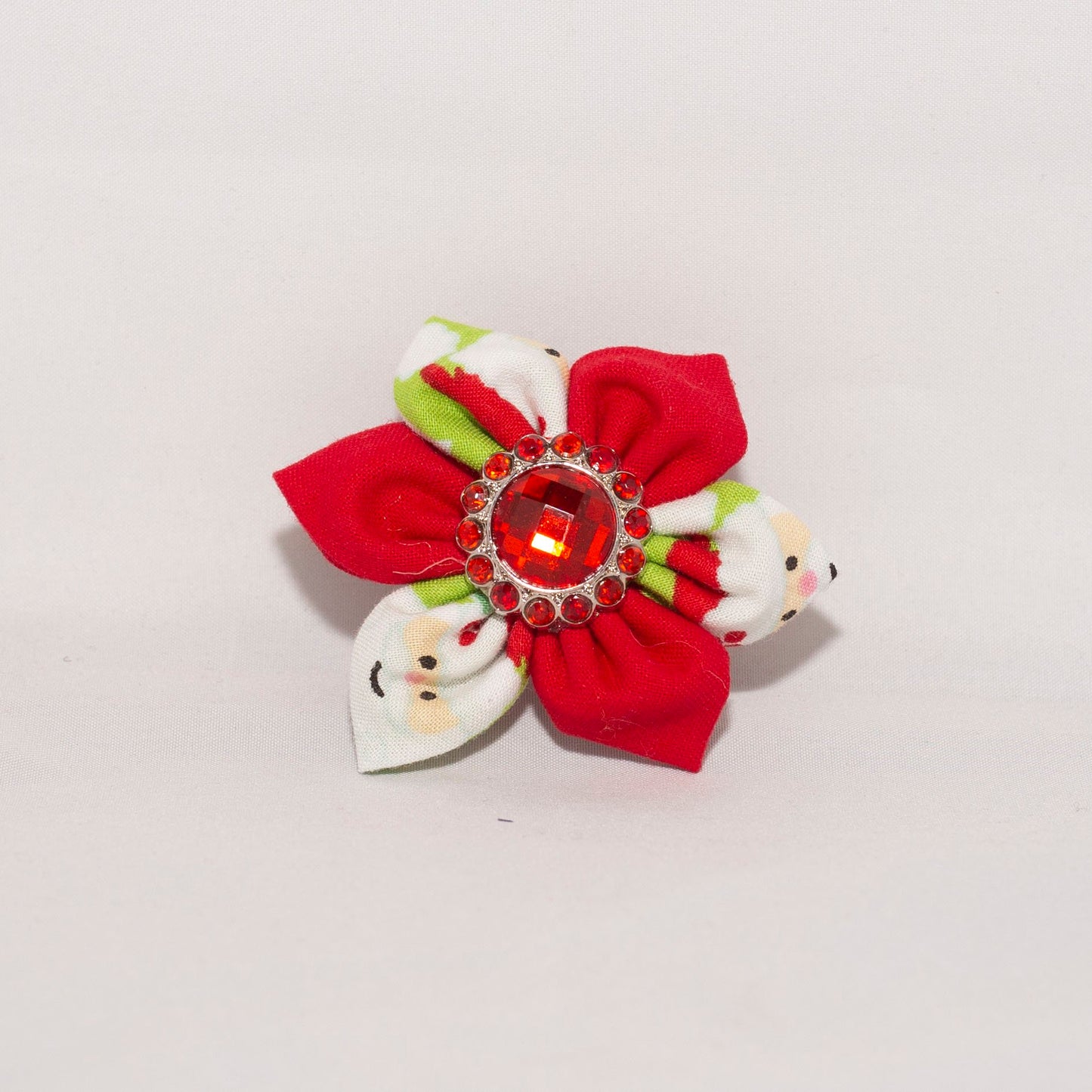 Santa Faces Rhinestone Dog Collar Flowers