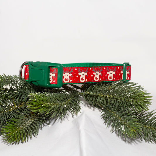 Reindeer Christmas Dog Collar  (1" Wide)