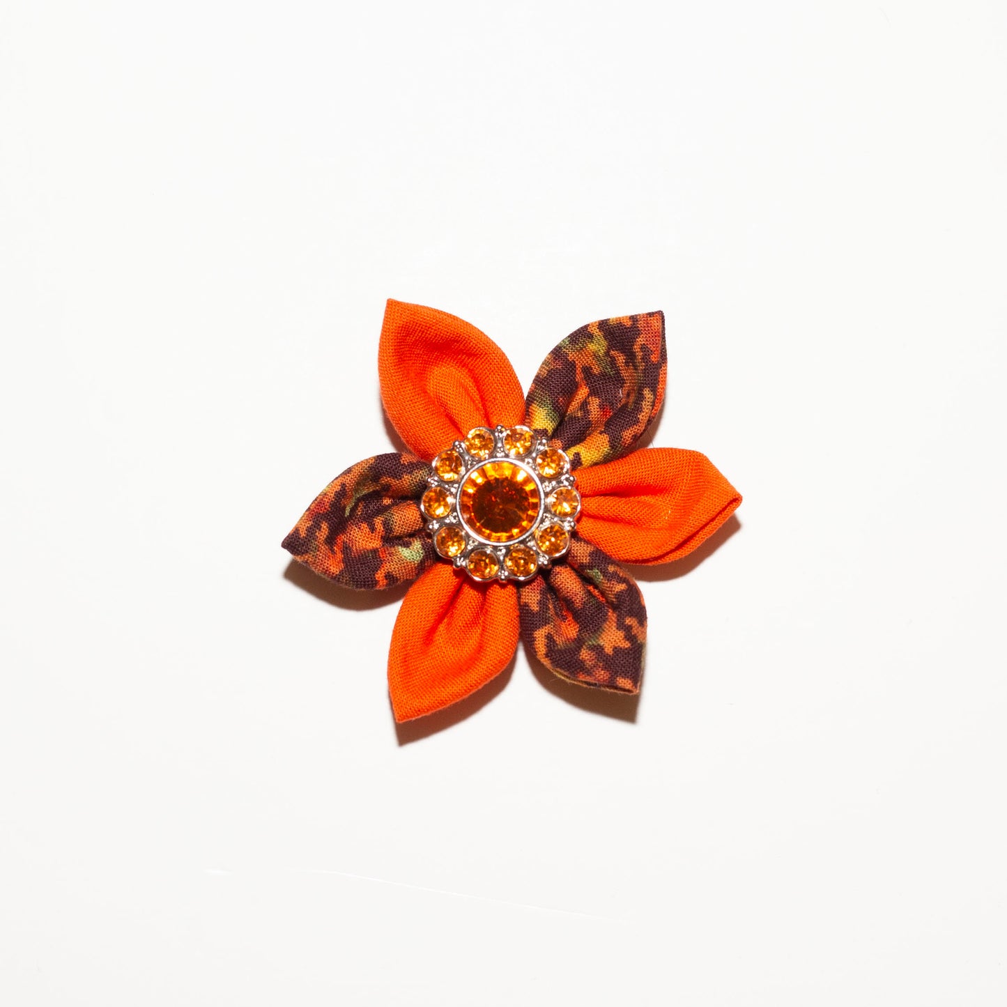 Fall Herringbone With Orange Rhinestone Dog Collar Flowers