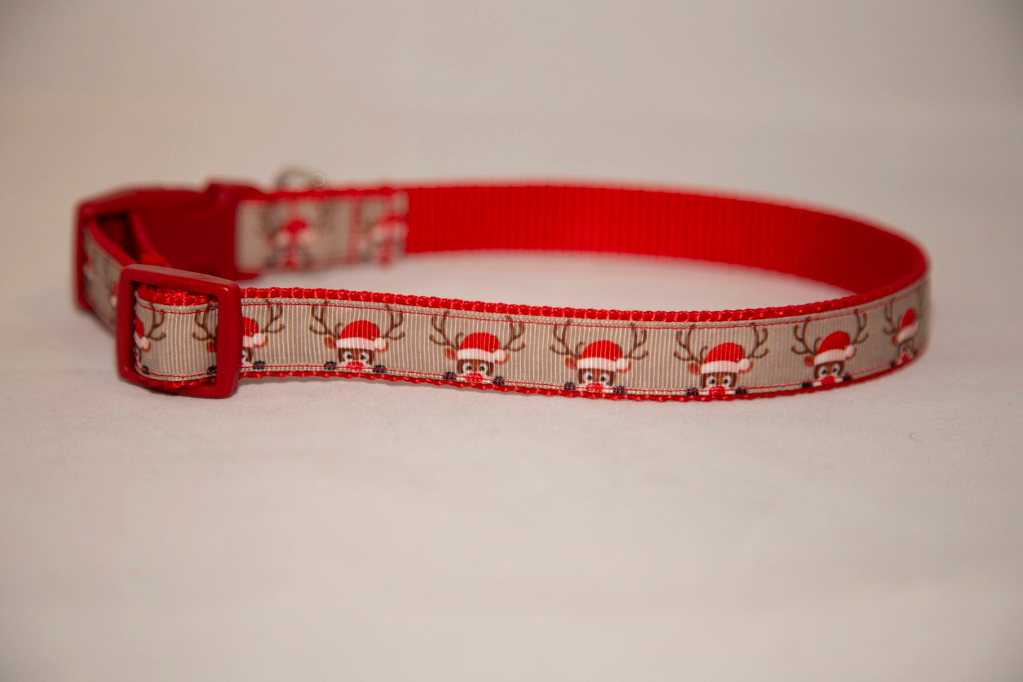 Santa Reindeer Christmas/Holiday Dog Collar  (3/4"" Wide)