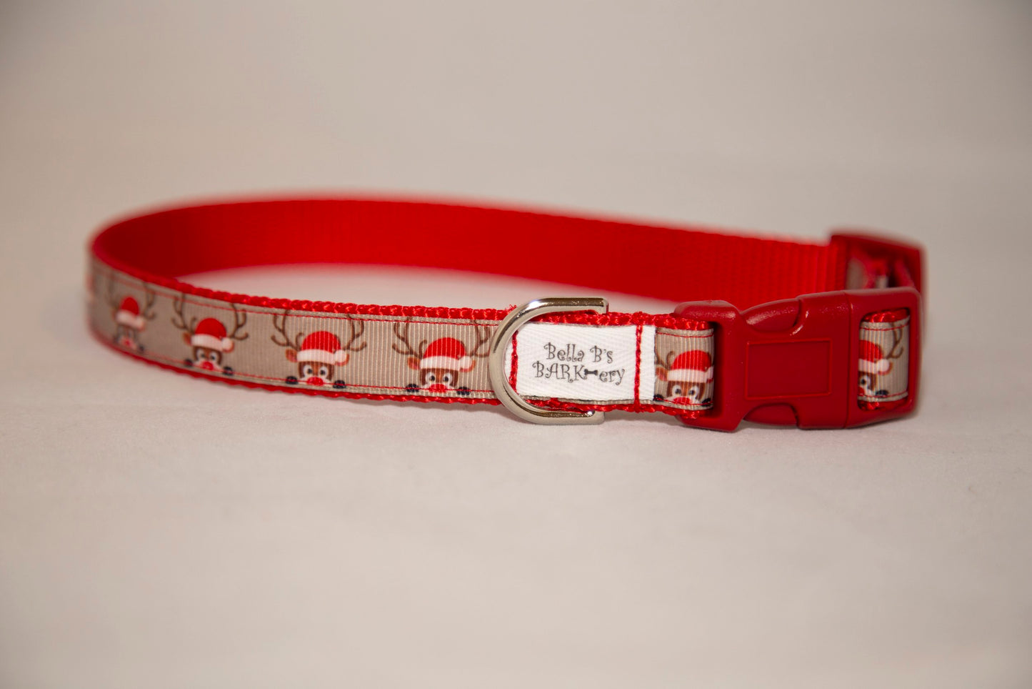 Santa Reindeer Christmas/Holiday Dog Collar  (3/4"" Wide)